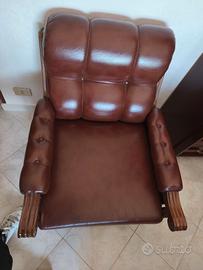 Poltrona Pelle Vintage vera pelle Legno 