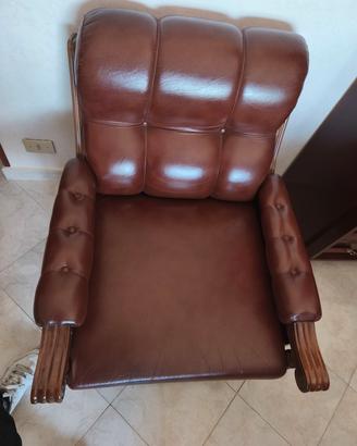 Poltrona Pelle Vintage vera pelle Legno 