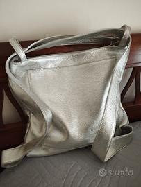 Borsa in pelle argento Bevini
