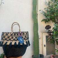 Cesta vimini e macramè, contenitore