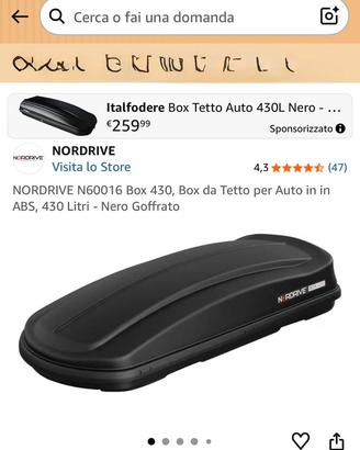 Box da tetto per auto nordrive 430 con barre