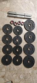 kit 20kg coppia manubri pesi dischi ghisa palestra
