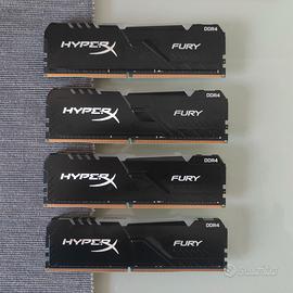 RAM DDR4 64GB 4x16GB 3200MHz Hyper X Fury RGB