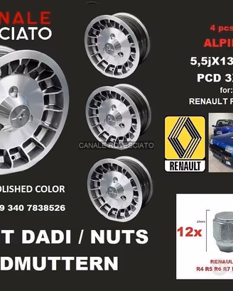 Cerchi ALPINE 13 pollici R4 R5 R6 r7 renault +dadi