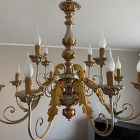 Lampadario foglia oro