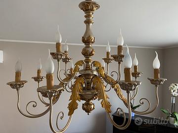 Lampadario foglia oro