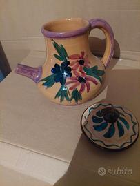 brocca-vaso in ceramica dipinto a mano 