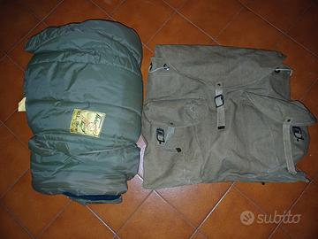zaino militare in canapa con sacco a pelo