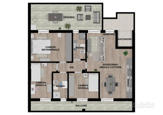 Quadrivano di nuova costruzione al quarto piano