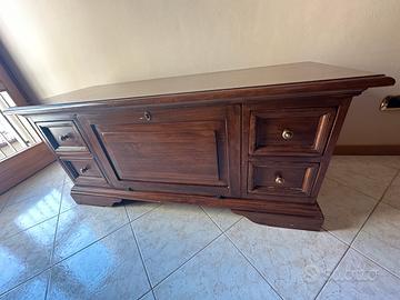 Cassapanca in legno stile rustico con cassetti