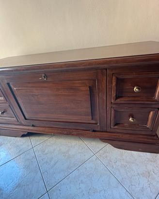Cassapanca in legno stile rustico con cassetti