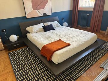 Letto matrimoniale con comodini nero antracite