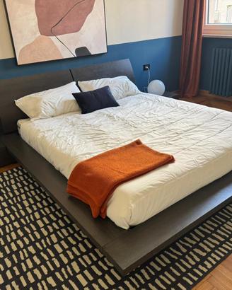 Letto matrimoniale con comodini nero antracite