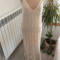 Abito lungo panna crochet stradivarius