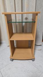 Carrello porta tv in legno chiaro e vetro