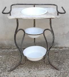 Antico Portacatino Ferro Battuto e Marmo vintage