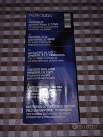 Scatola con 32 cartucce universali colla a caldo