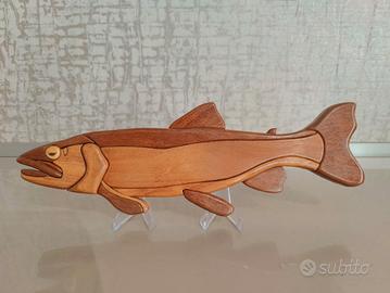 Pesce in Legno Intarsiato a Mano Intarsia Art