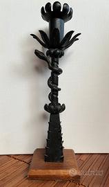 Candeliere antico in ferro battuto artigianale