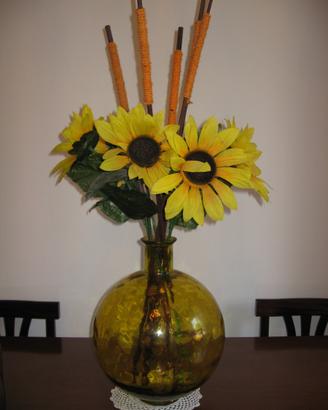 Grande vaso a boccia in vetro giallo