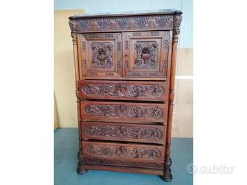 Mobile contenitore antico con cassettiera esterna