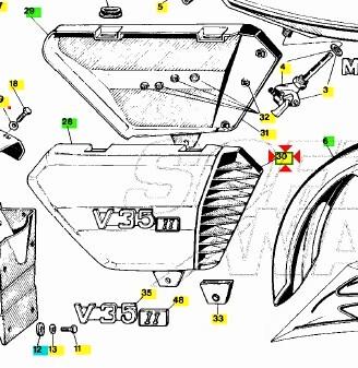 Griglia Dx Moto Guzzi V35 GU19478150