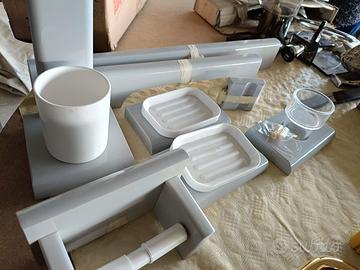 accessori bagno legno 8pz