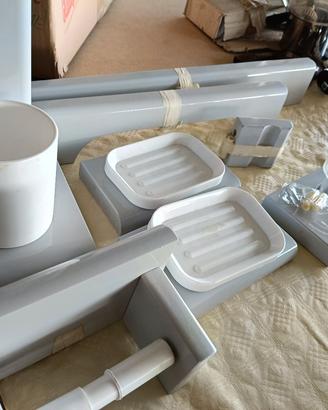 accessori bagno legno 8pz