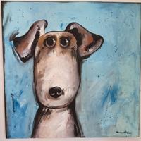 quadro acrilico su tela 40x40 cane