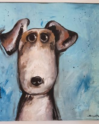 quadro acrilico su tela 40x40 cane