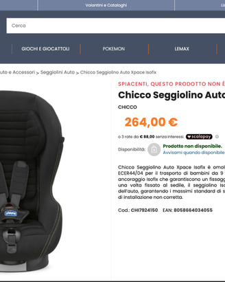 seggiolino auto chicco xspace isofix