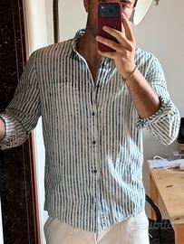 Camicia Zara a righe effetto denim lavato