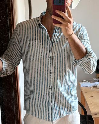 Camicia Zara a righe effetto denim lavato