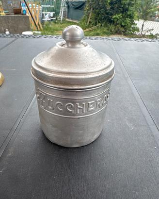 Barattolo vintage in alluminio zucchero