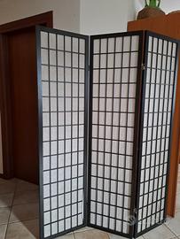 Paravento separè giapponese in legno e carta