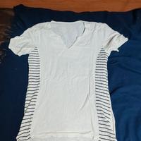 T Shirt Maglietta Scollata Uomo Taglia S Bianca