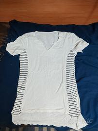 T Shirt Maglietta Scollata Uomo Taglia S Bianca