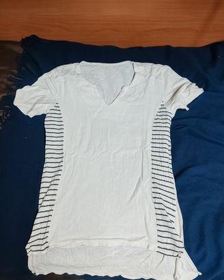 T Shirt Maglietta Scollata Uomo Taglia S Bianca