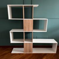 Libreria Moderna Zig Zag 145x145 Rovere/Bianco