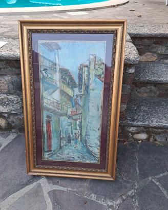 Quadro "Parigi" di M.Dolci da restaurare  73x37