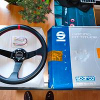 Volante auto a calice Sparco Rosso Nero pelle