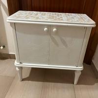 COMODINO SHABBY CHIC BIANCO DECORATO