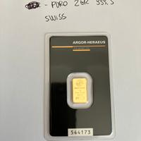 Lingotto Oro 2gr - Argor Heraeus 999.9 Sigillato