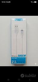 Cavo USB Ricarica e Dati Extra Lungo 3m Cellulare