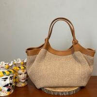 borsa di pelle e raffia