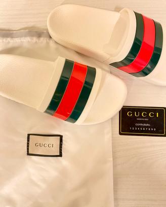Ciabatte Gucci con fascia tricolore - n.40