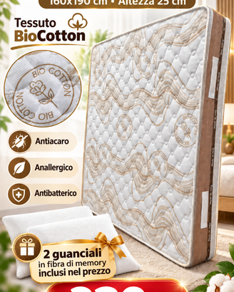 Materasso Memory 160x190 H25 + 2 Guanciali free