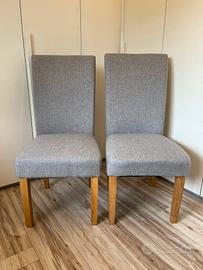 2 Sedie Grigie in legno e tessuto