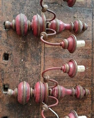 Applique vintage in legno e vetro 