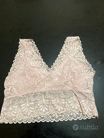 Bralette in pizzo rosa